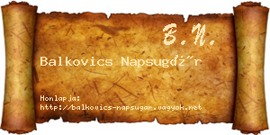 Balkovics Napsugár névjegykártya